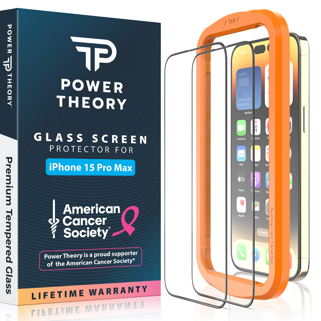 iPhone 15 Pro Max Tempered Glass Screen Protector and Easy Install Kit –  Power Theory
