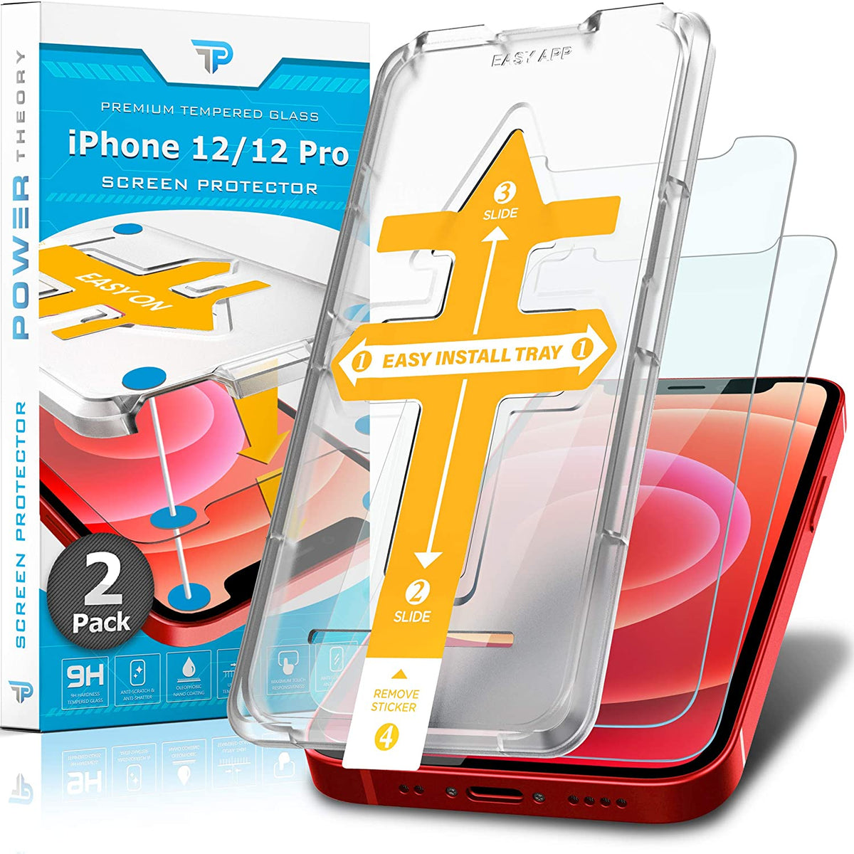 iPhone 12 Pro / iPhone 12 Tempered Glass Screen Protector [2-Pack] Cover