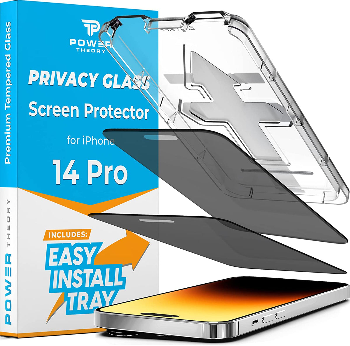 iPhone 14 Pro Tempered Glass Privacy Screen Protector [2-Pack] (PT-14P-PG) Cover