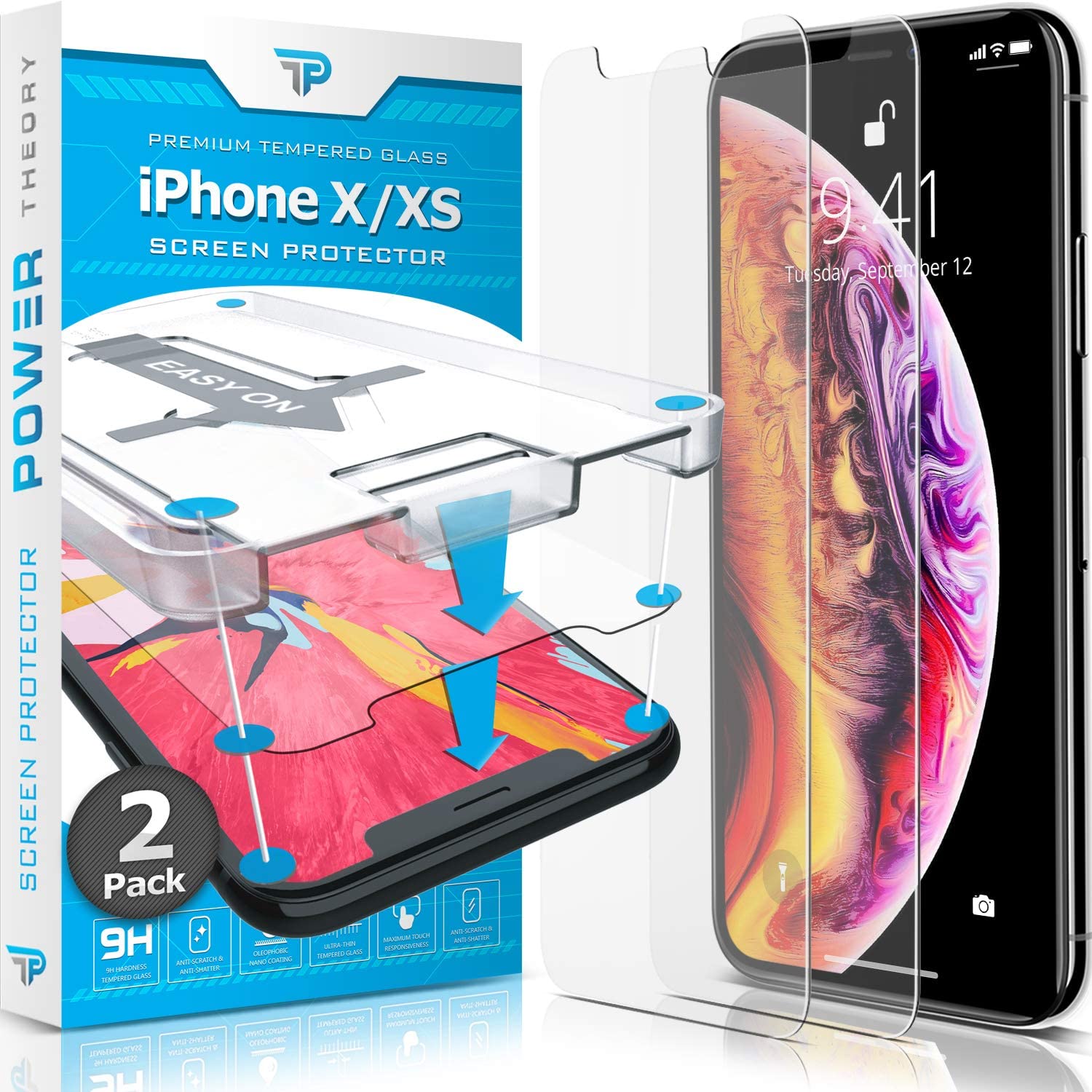 X / iPhone XS Tempered Glass Screen Protector [2-Pack] – Power