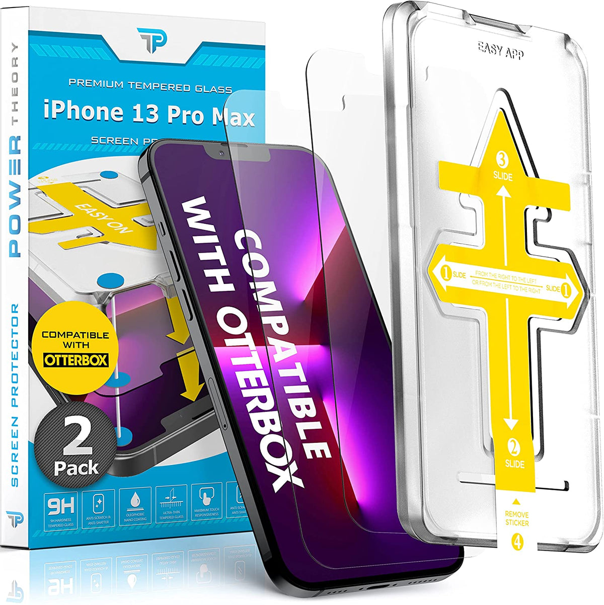 iPhone 13 Pro Max Otterbox Compatible Glass Screen Protector [2-Pack] Cover