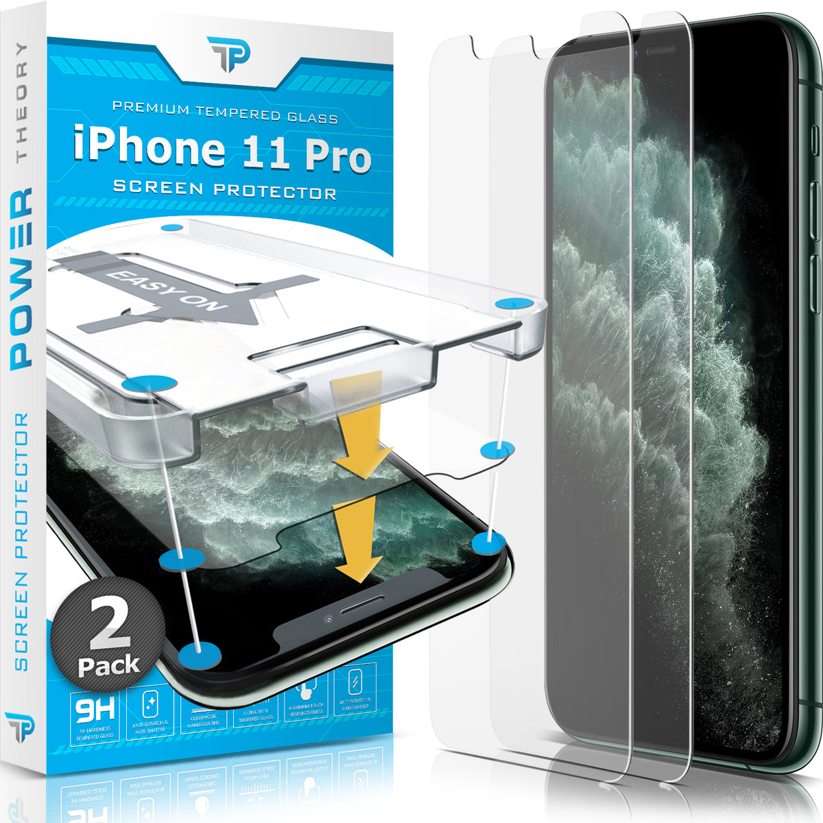 iPhone 11 Pro Tempered Glass Screen Protector [2-Pack] Cover
