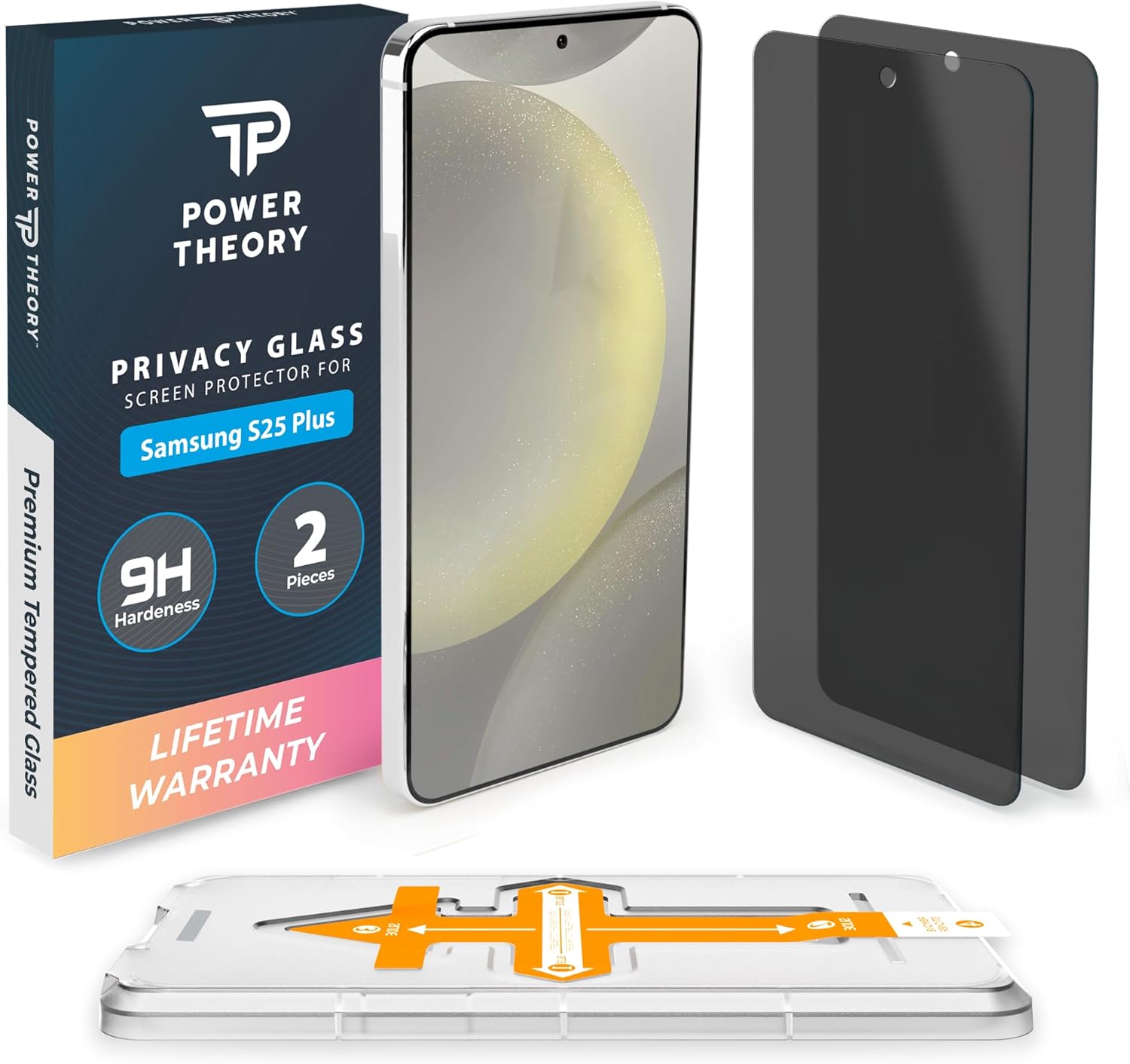 Power Theory compatible with Samsung Galaxy S25 Plus Privacy Screen Protector Tempered Glass Ultra 9H Hardness Anti-Spy [2 Pack]