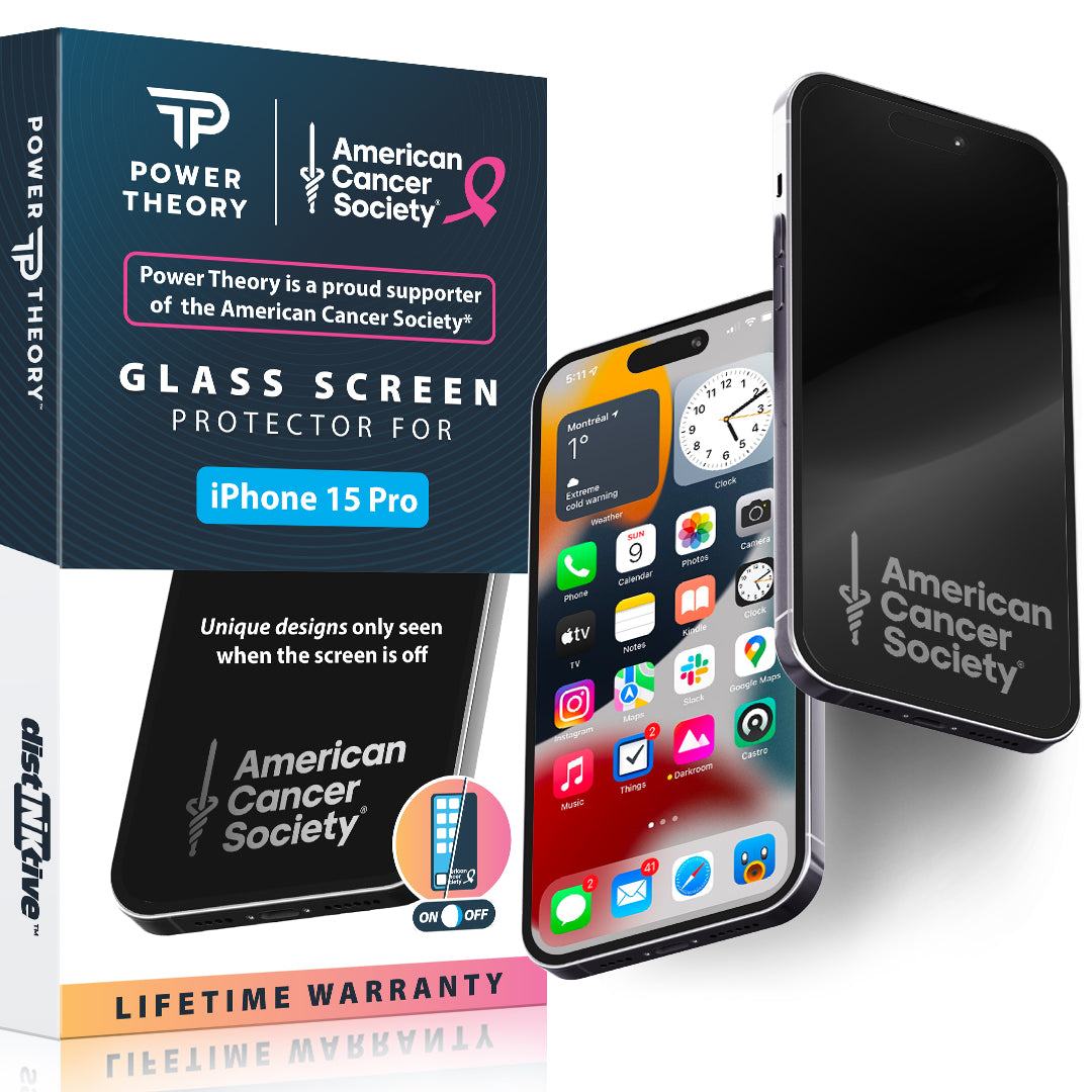 iPhone 15 Pro Tempered Glass Screen Protector Benefitting The American Cancer Society [2-Pack] Cover