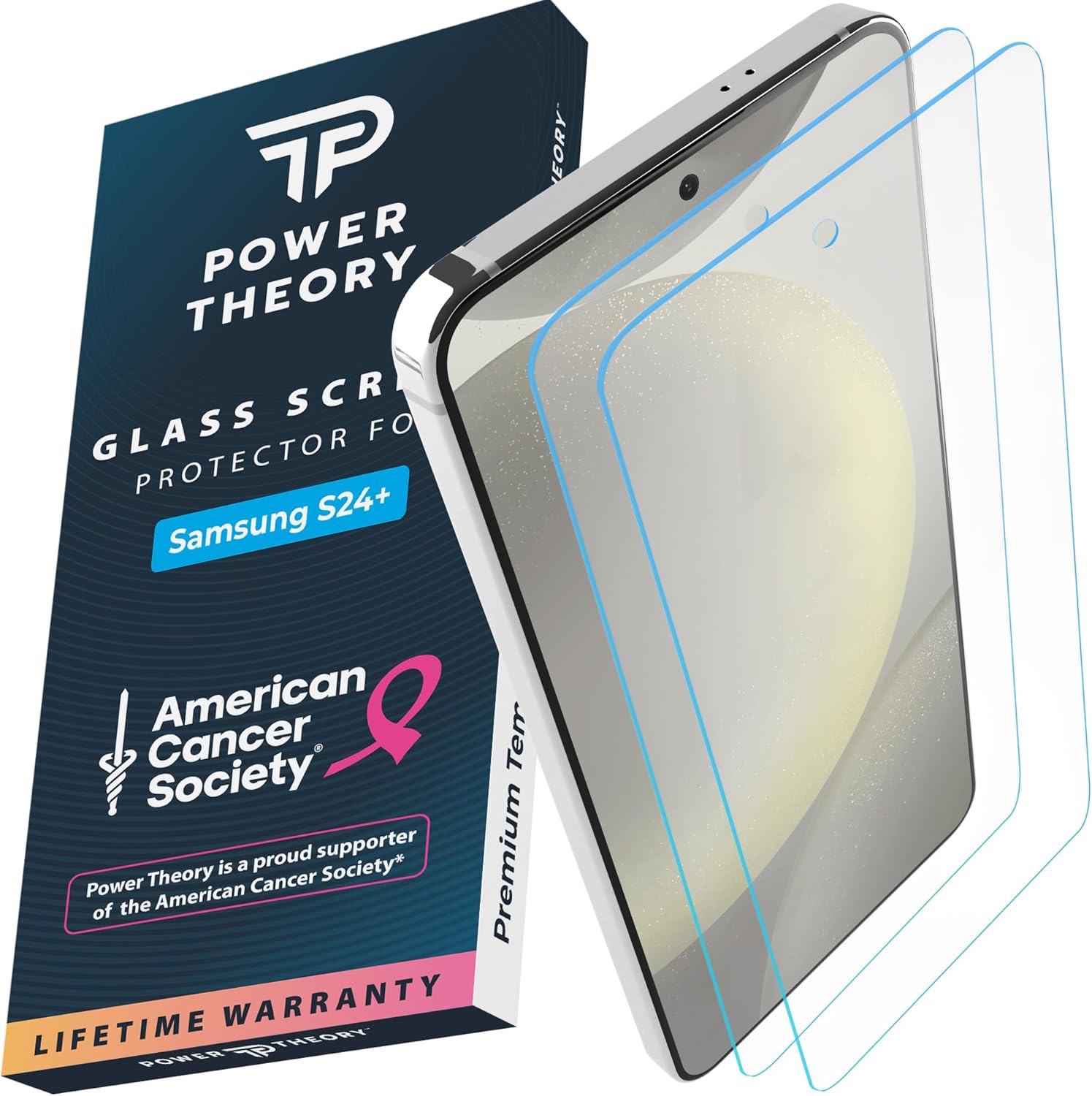 Samsung S24 Plus Tempered Glass Screen Protector Benefitting The American Cancer Society [2-Pack]