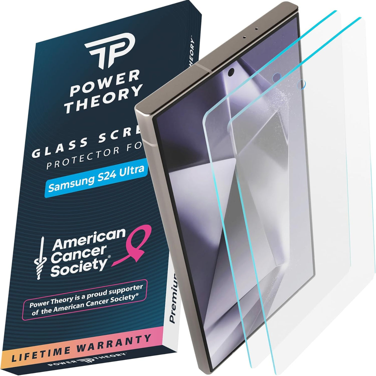 Samsung S24 Ultra Tempered Glass Screen Protector Benefitting The American Cancer Society [2-Pack] Cover