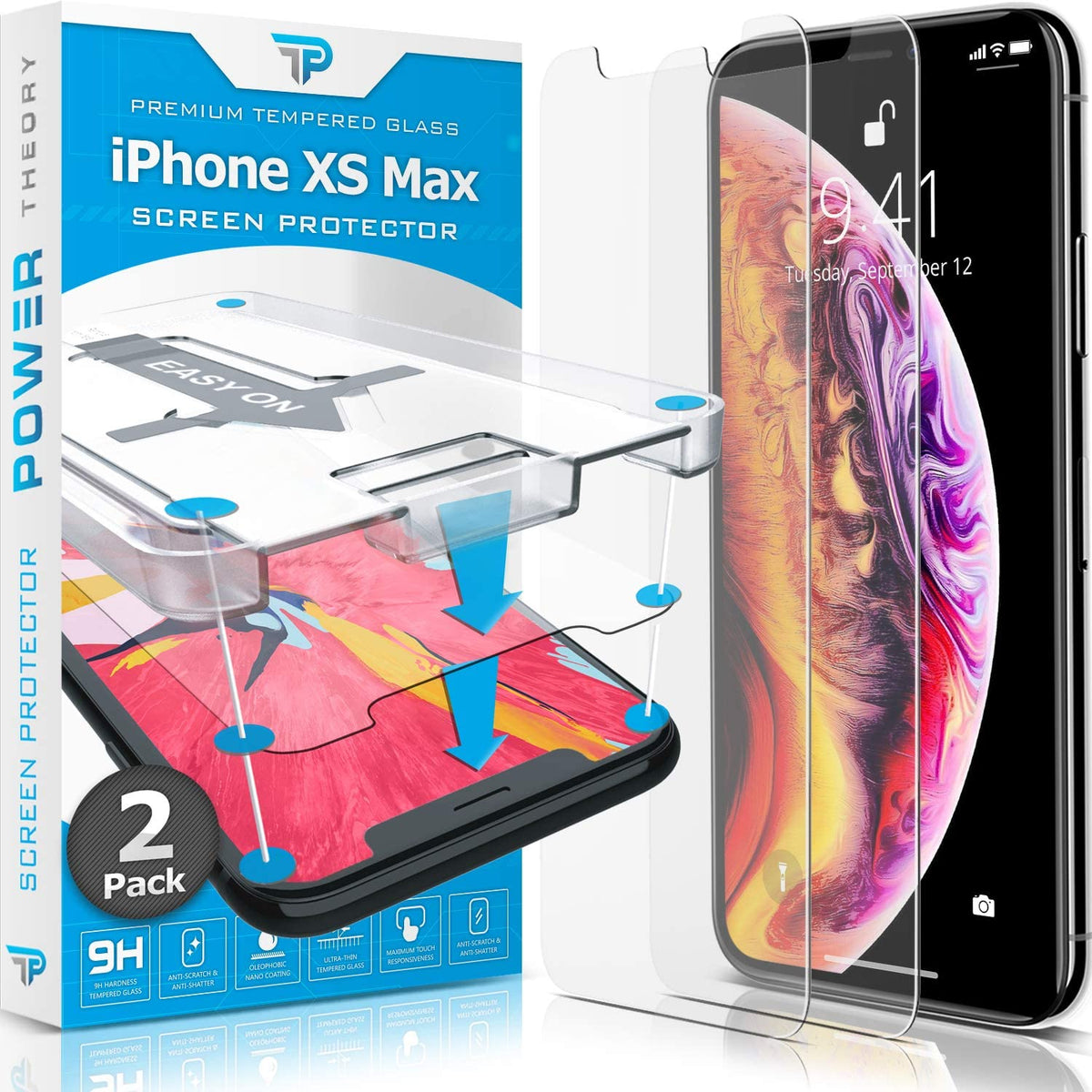 iPhone XS Max Tempered Glass Screen Protector [2-Pack] Cover
