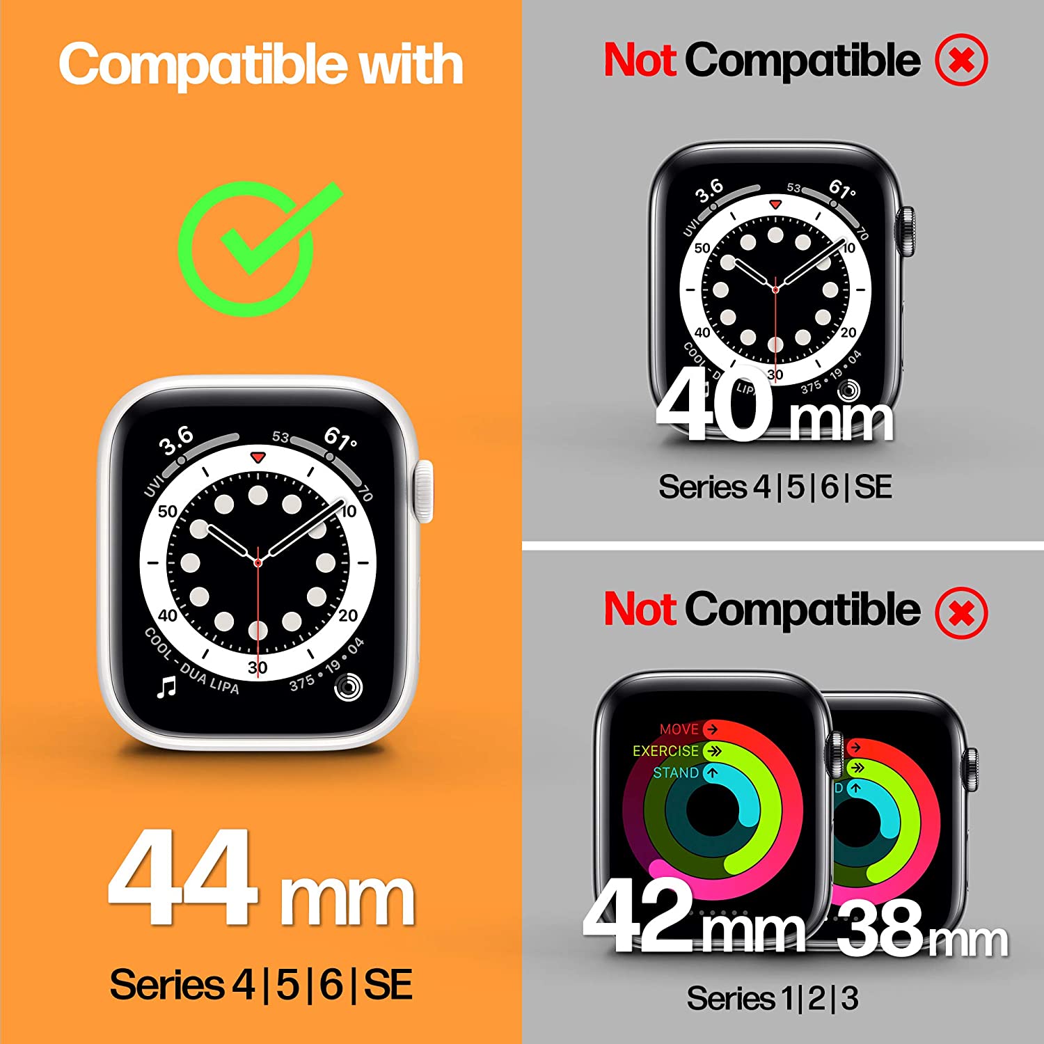 Apple Watch 44mm Premium PMMA Screen Protector [2-Pack]