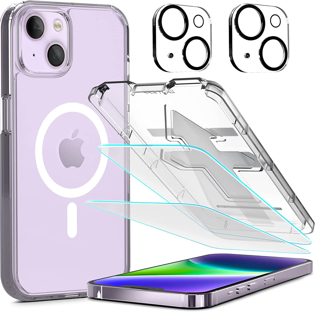 Power Theory [5 in 1] Designed for iPhone 14 Plus Clear Case with Screen Protectors, Lens Protectors and Easy Install Kit [Compatible with Magsafe]… Preview #1