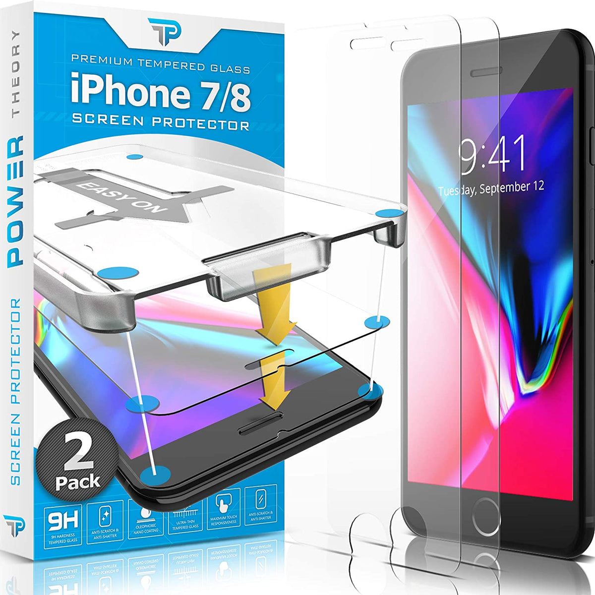 iPhone 8 / iPhone 7 Tempered Glass Screen Protector [2-Pack] Cover