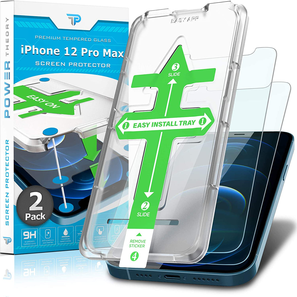 iPhone 12 Pro Max Tempered Glass Screen Protector [2-Pack] Cover
