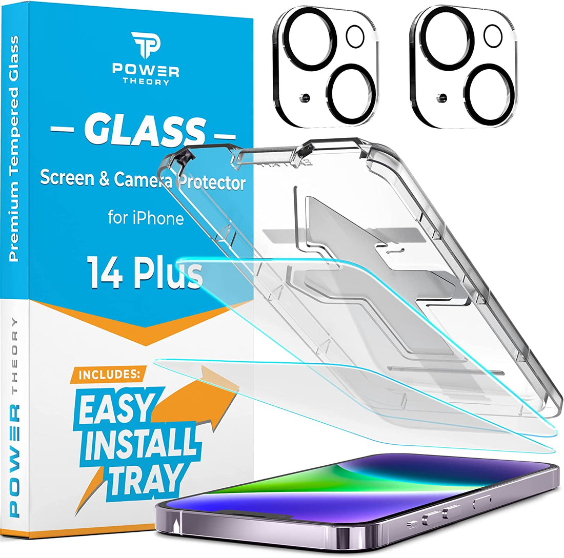 Power Theory [2+2] Designed for iPhone 14 Plus Screen Protector with Camera Lens Protectors and Easy Install Kit [Premium Tempered Glass]… Preview #1