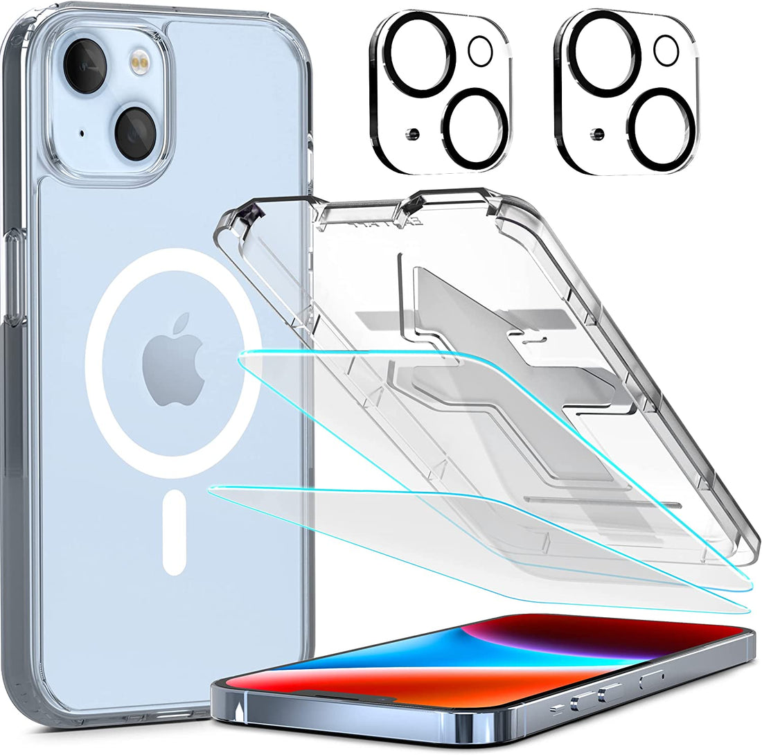 Power Theory [5 in 1] Designed for iPhone 14 Clear Case with Screen Protectors, Lens Protectors and Easy Install Kit [Compatible with Magsafe]… Preview #1