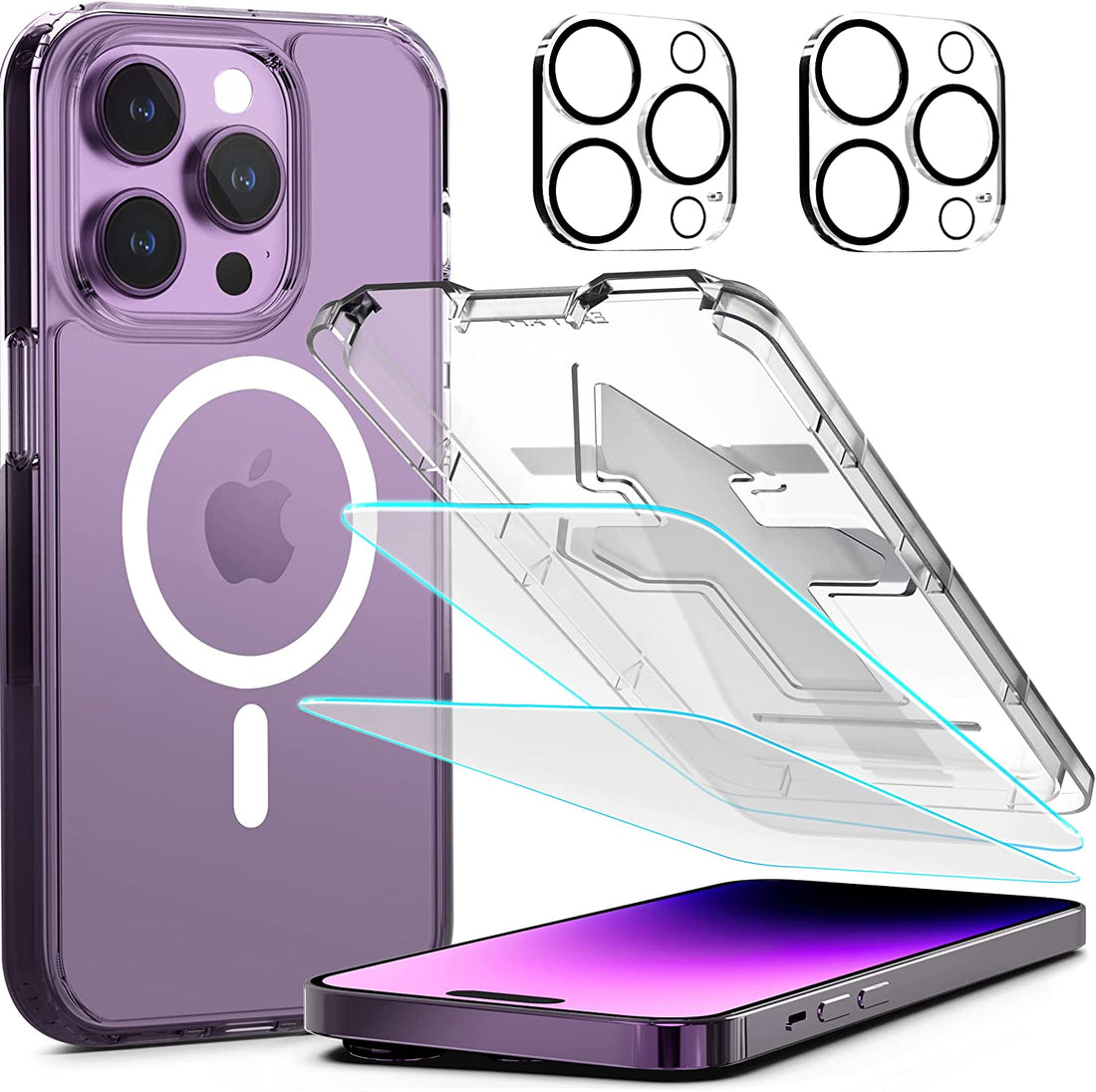 Power Theory [5 in 1] Designed for iPhone 14 Pro Max Clear Case with Screen Protectors, Lens Protectors and Easy Install Kit [Compatible with Magsafe]… Preview #1