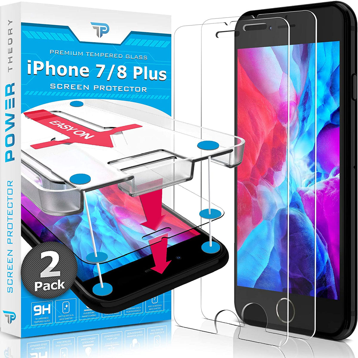 iPhone 8 Plus / iPhone 7 Plus Tempered Glass Screen Protector [2-Pack] Cover