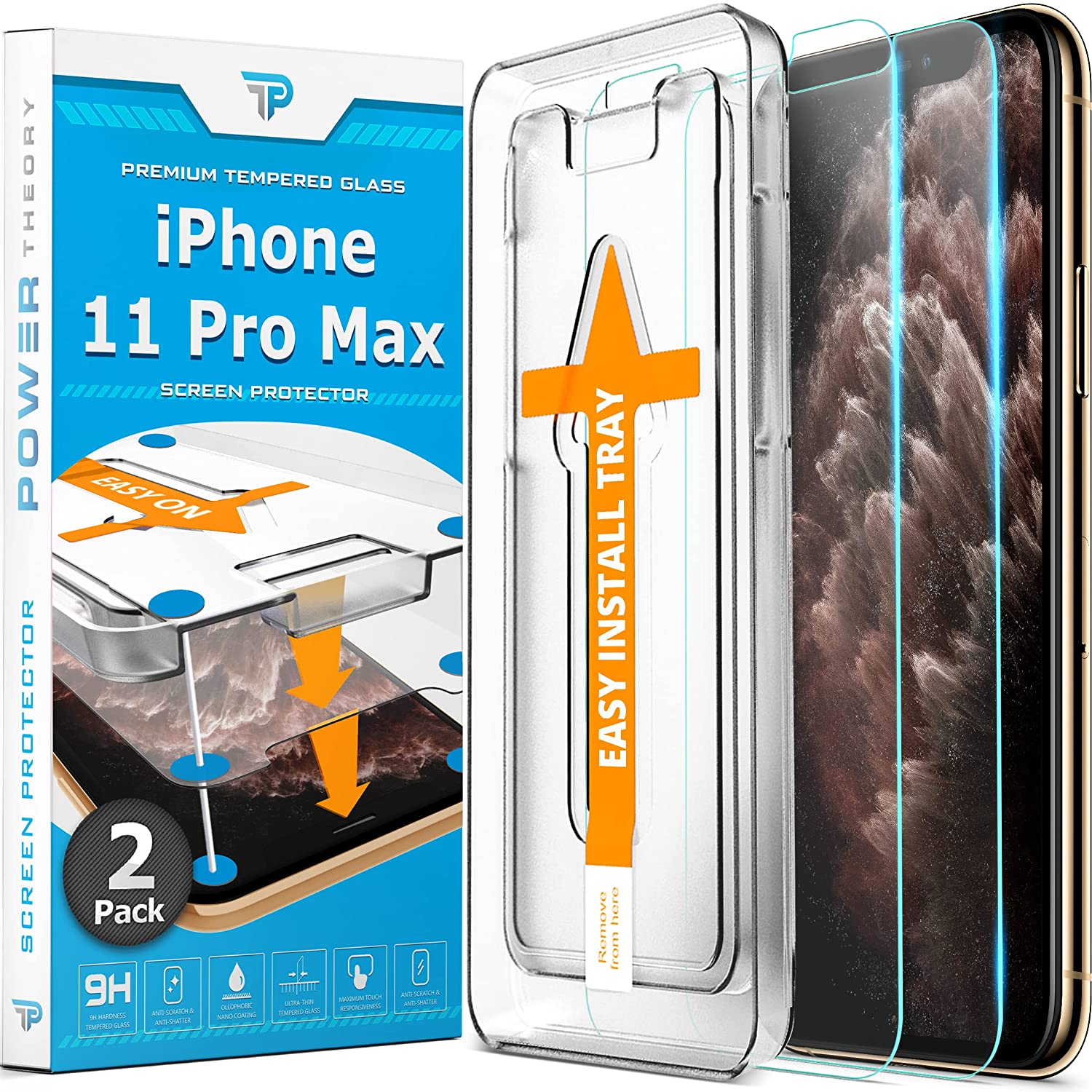iPhone 11 Pro Max Tempered Glass Screen Protector [2-Pack]