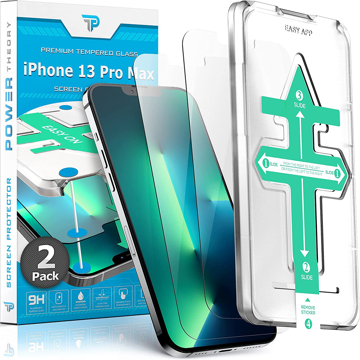iPhone 13 Pro Max Tempered Glass Screen Protector [2-Pack] Cover
